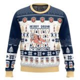 Hooktab Miller Lite Santa Merry Drunk Ugly Christmas Sweater