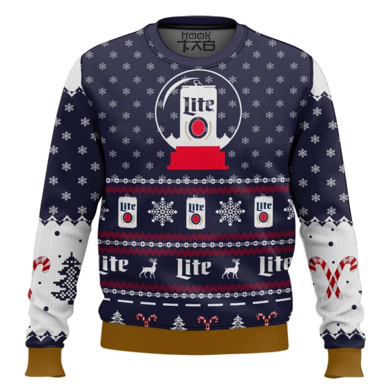 Hooktab Miller Lite Snow Globe Ugly Christmas Sweater
