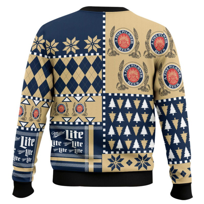 Hooktab Miller Lite Suit And Tie Ugly Christmas Sweater Hooktab Miller Lite Suit And Tie Ugly Christmas Sweater