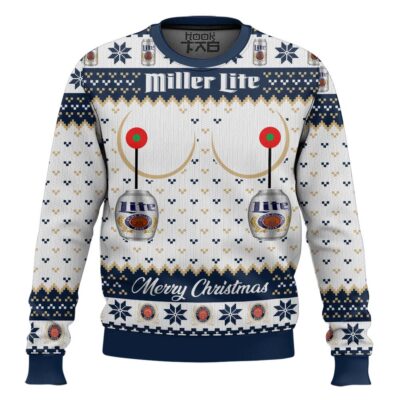 Hooktab Miller Lite Titties Funny Ugly Christmas Sweater
