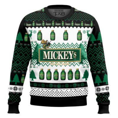 Hooktab Miller Mickey's Fine Malt Liquor Ugly Christmas Sweater