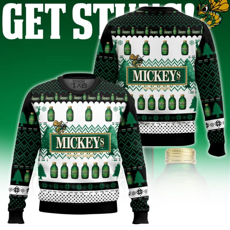 Hooktab Miller Mickey's Fine Malt Liquor Ugly Christmas Sweater Hooktab Miller Mickey's Fine Malt Liquor Ugly Christmas Sweater