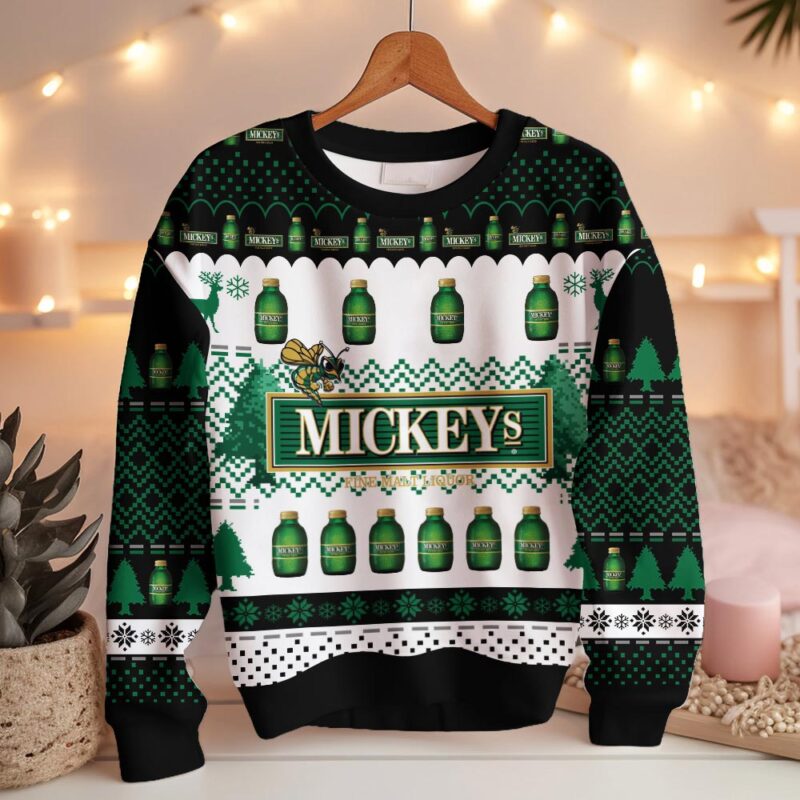 Hooktab Miller Mickey's Fine Malt Liquor Ugly Christmas Sweater Hooktab Miller Mickey's Fine Malt Liquor Ugly Christmas Sweater