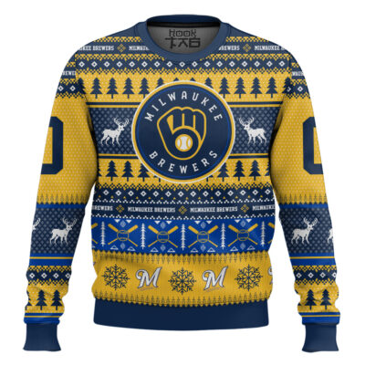 Hooktab Milwaukee Brewers - Custom Name And Number Ugly Sweater