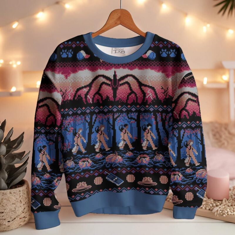 Hooktab Mind Flayer Stranger Things Ugly Christmas Sweater Hooktab Mind Flayer Stranger Things Ugly Christmas Sweater