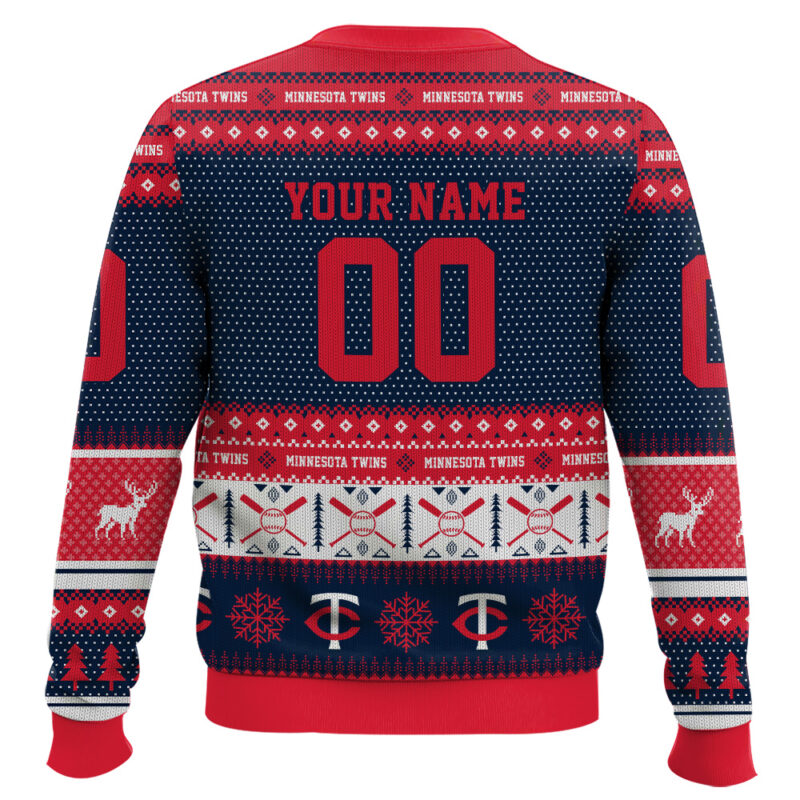 Hooktab Minnesota Twins - Custom Name And Number Ugly Sweater Hooktab Minnesota Twins - Custom Name And Number Ugly Sweater