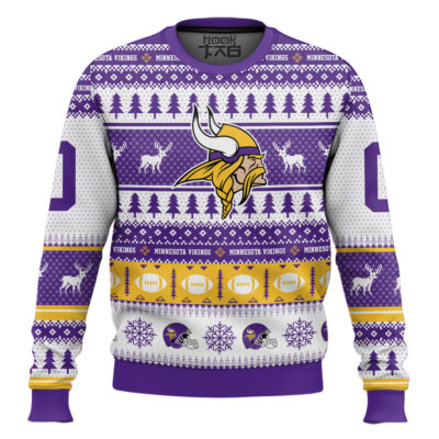 Hooktab Minnesota Vikings - Custom Name And Number Ugly Sweater