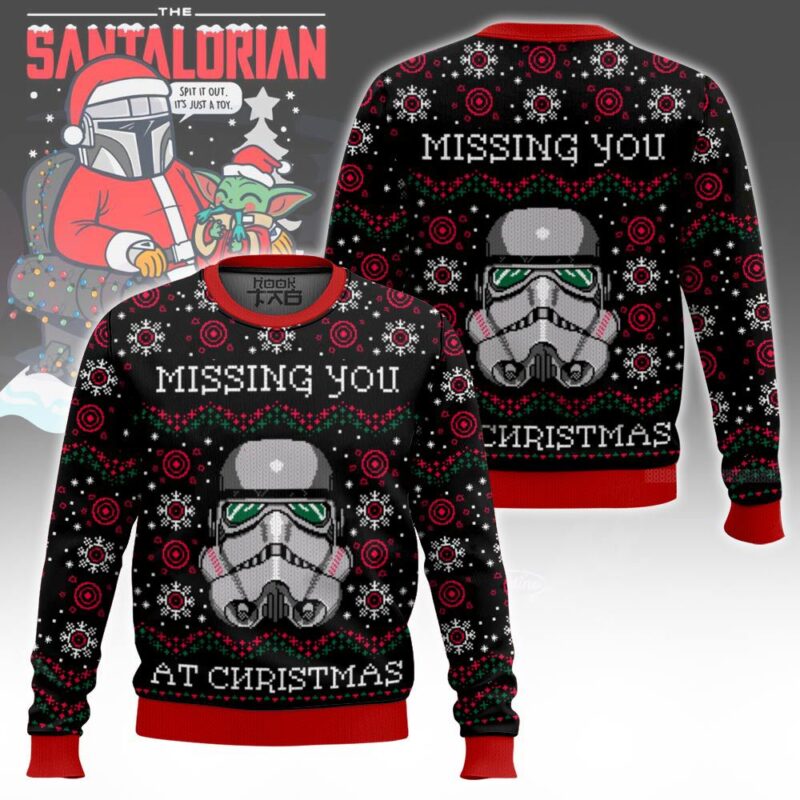 Hooktab Missing You At Christmas Star Wars Ugly Christmas Sweater Hooktab Missing You At Christmas Star Wars Ugly Christmas Sweater