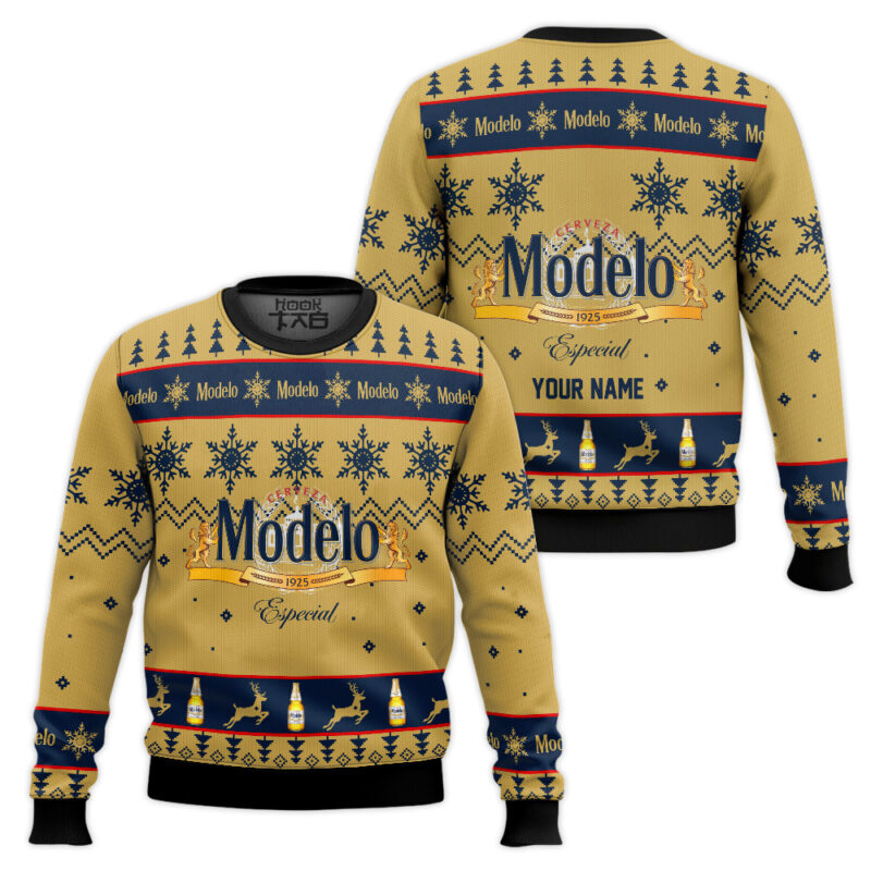 Hooktab Modelo Especial Beer - Custom Name Ugly Christmas Sweater Hooktab Modelo Especial Beer - Custom Name Ugly Christmas Sweater