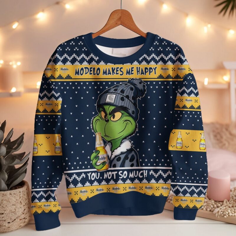 Hooktab Modelo Makes Me Happy Ugly Christmas Sweater Hooktab Modelo Makes Me Happy Ugly Christmas Sweater