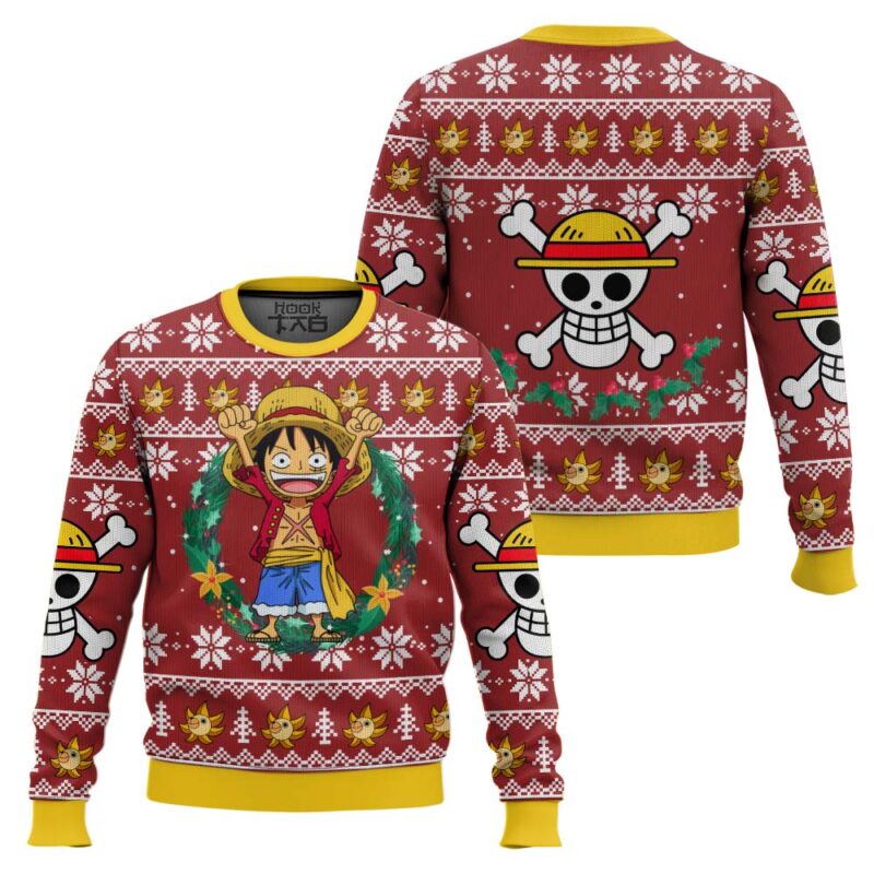 Hooktab Monkey D Luffy One Piece Ugly Christmas Sweater Hooktab Monkey D Luffy One Piece Ugly Christmas Sweater