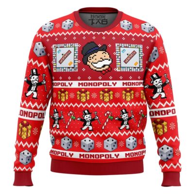 Hooktab Monopoly Board Games Ugly Christmas Sweater
