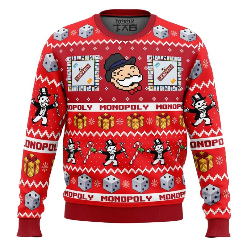 Hooktab Monopoly Board Games Ugly Christmas Sweater