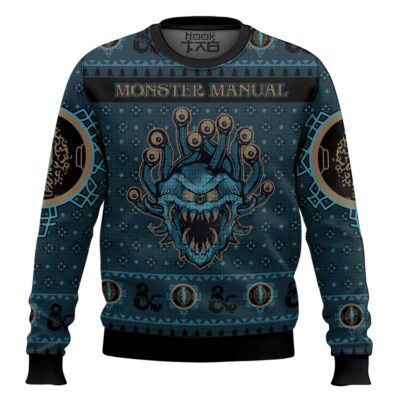 Hooktab Monster Manual Dungeons & Dragons Ugly Christmas Sweater