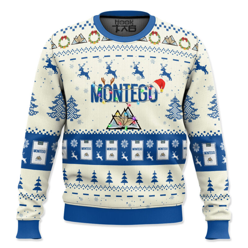 Hooktab montego cigarettes Blue Ugly Christmas Sweater