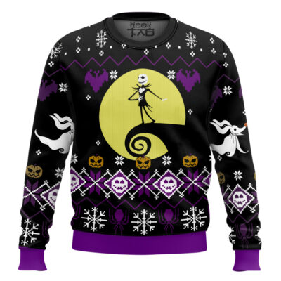 Hooktab Moonlight Jack Skellington Ugly Christmas Sweater