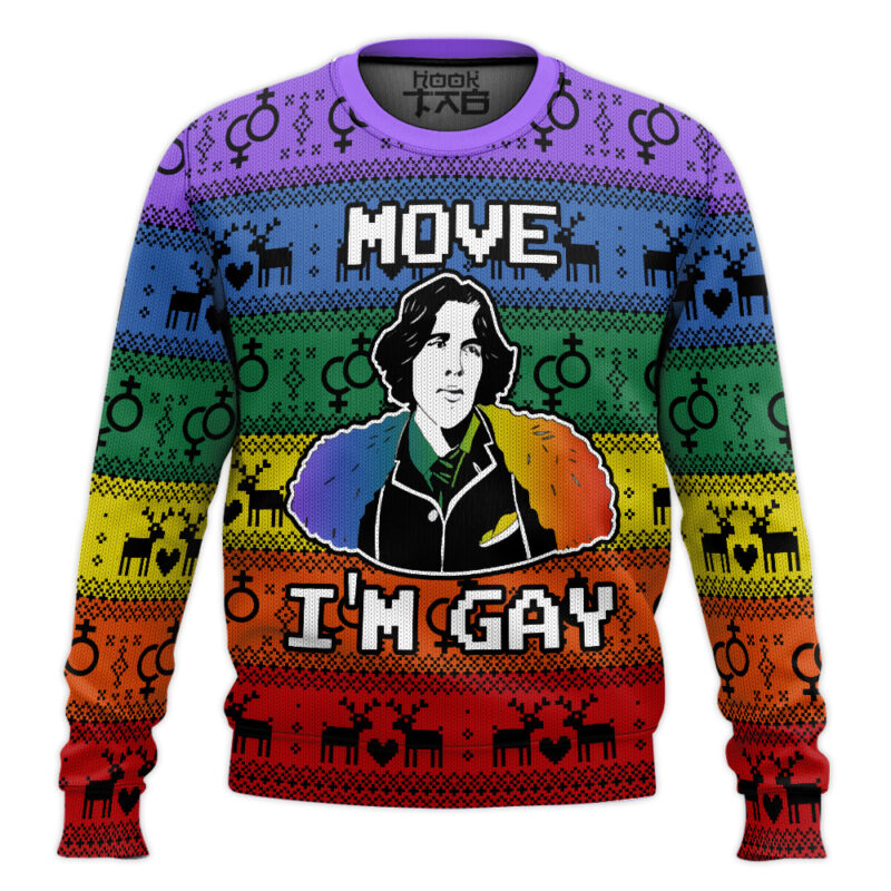 Hooktab Move I'm Gay LGBT Support Ugly Christmas Sweater
