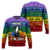Hooktab Move I'm Gay LGBT Support Ugly Christmas Sweater