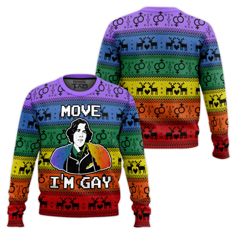 Hooktab Move I'm Gay LGBT Support Ugly Christmas Sweater Hooktab Move I'm Gay LGBT Support Ugly Christmas Sweater