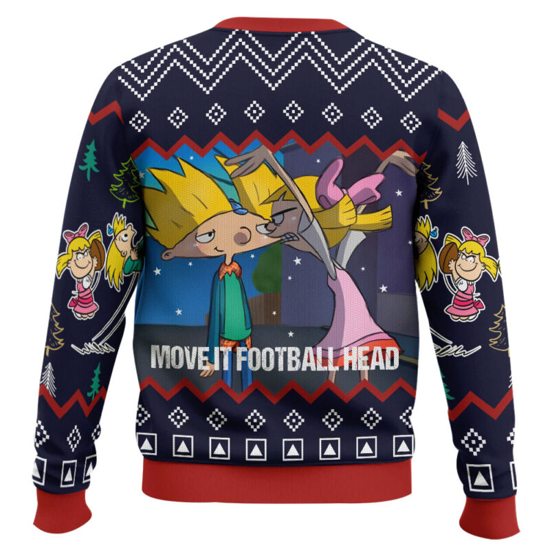 Hooktab Move It Football Head Hey Arnold! Ugly Christmas Sweater Hooktab Move It Football Head Hey Arnold! Ugly Christmas Sweater