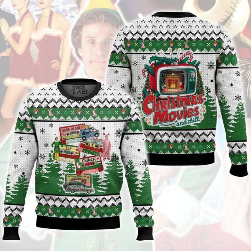 Hooktab Movies For Xmas Days Ugly Christmas Sweater Hooktab Movies For Xmas Days Ugly Christmas Sweater