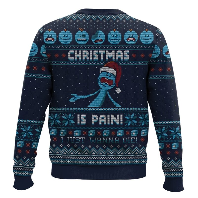 Hooktab Mr. Meeseeks “Christmas Is Pain” Rick And Morty Ugly Christmas Sweater Hooktab Mr. Meeseeks “Christmas Is Pain” Rick And Morty Ugly Christmas Sweater