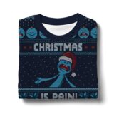 Hooktab Mr. Meeseeks “Christmas Is Pain” Rick And Morty Ugly Christmas Sweater