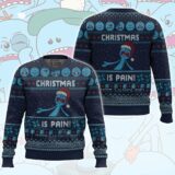 Hooktab Mr. Meeseeks “Christmas Is Pain” Rick And Morty Ugly Christmas Sweater