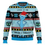 Hooktab Mr. Meeseeks Look At Me Rick And Morty Ugly Christmas Sweater