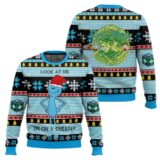 Hooktab Mr. Meeseeks Look At Me Rick And Morty Ugly Christmas Sweater