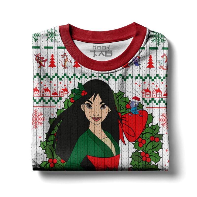 Hooktab Mulan Disney Princess Ugly Christmas Sweater Hooktab Mulan Disney Princess Ugly Christmas Sweater