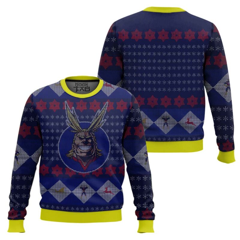 Hooktab My Hero Academia All Might Ugly Christmas Sweater Hooktab My Hero Academia All Might Ugly Christmas Sweater