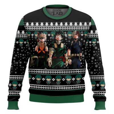 Hooktab My Hero Academia Big 3 Ugly Christmas Sweater