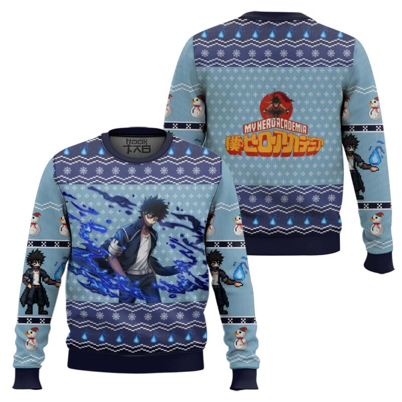 Hooktab My Hero Academia Dabi Blueflame Ugly Christmas Sweater Hooktab My Hero Academia Dabi Blueflame Ugly Christmas Sweater