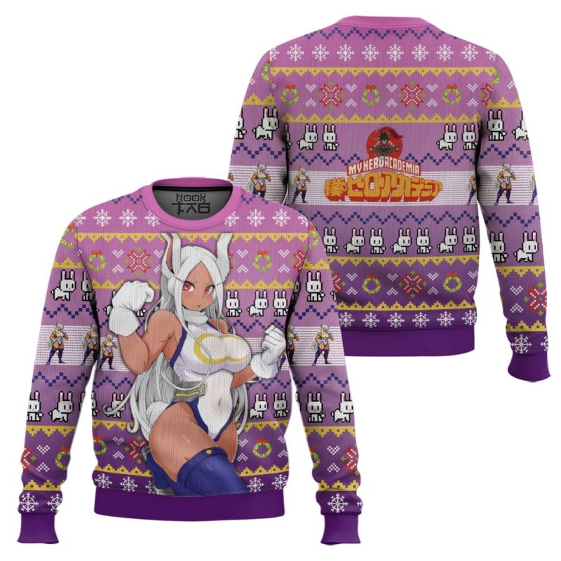 Hooktab My Hero Academia Rumi Usagiyama Ugly Christmas Sweater Hooktab My Hero Academia Rumi Usagiyama Ugly Christmas Sweater