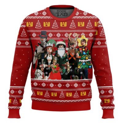 Hooktab My Hero Academia Santa Hero Ugly Christmas Sweater