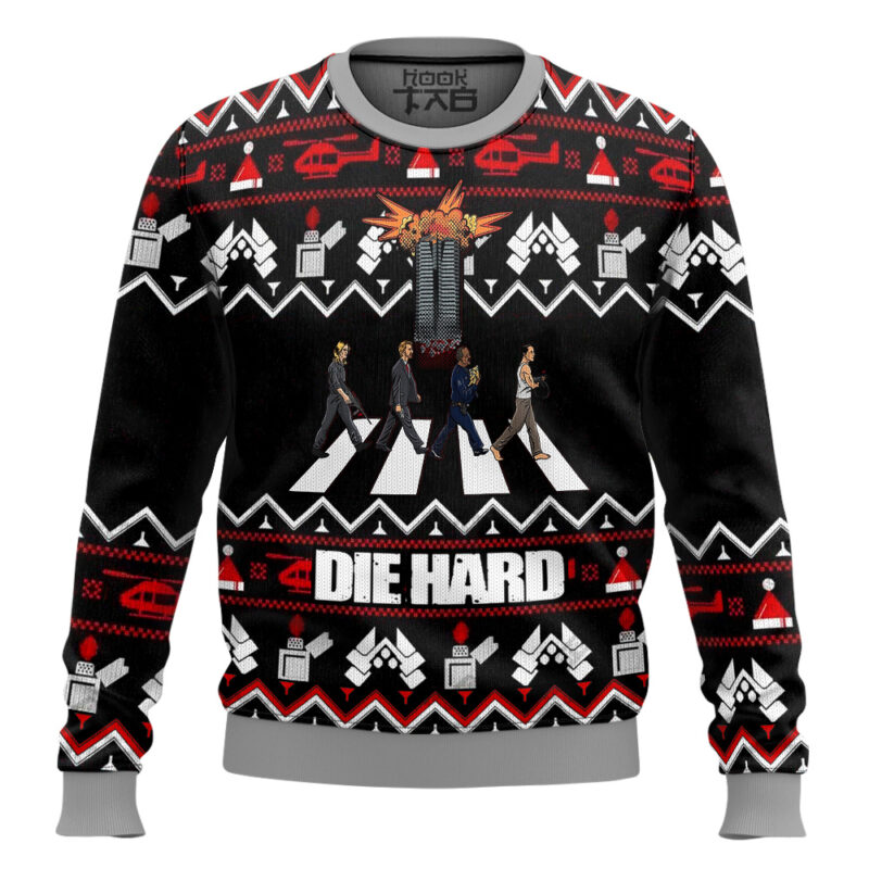 Hooktab Nakatomi Explodes Die Hard Ugly Christmas Sweater