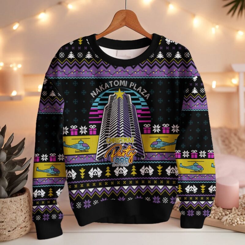 Hooktab Nakatomi Plaza 1988 Die Hard Ugly Christmas Sweater Hooktab Nakatomi Plaza 1988 Die Hard Ugly Christmas Sweater