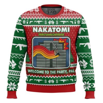 Hooktab Nakatomi Video Game Cartridge Die Hard Ugly Christmas Sweater