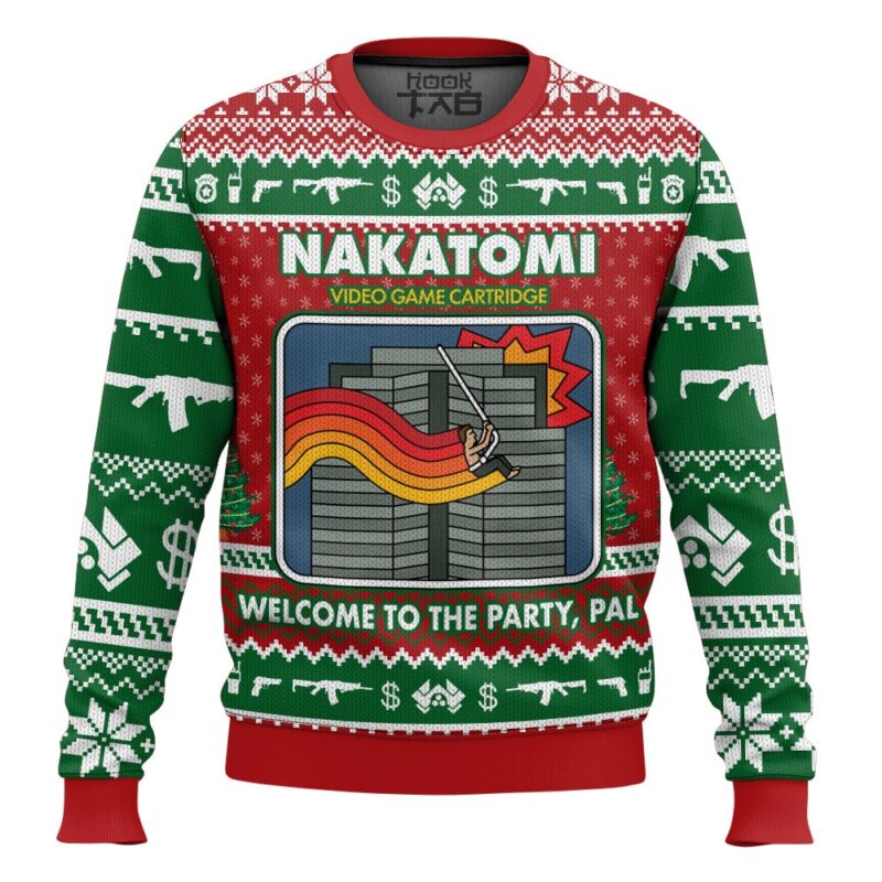 Hooktab Nakatomi Video Game Cartridge Die Hard Ugly Christmas Sweater