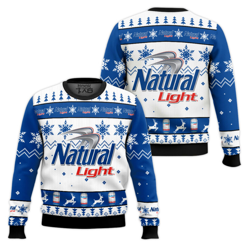 Hooktab Natural Light American Beer Ugly Christmas Sweater Hooktab Natural Light American Beer Ugly Christmas Sweater