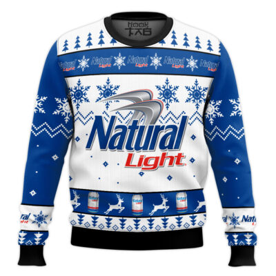 Hooktab Natural Light American Beer Ugly Christmas Sweater