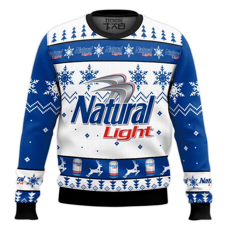 Hooktab Natural Light American Beer Ugly Christmas Sweater
