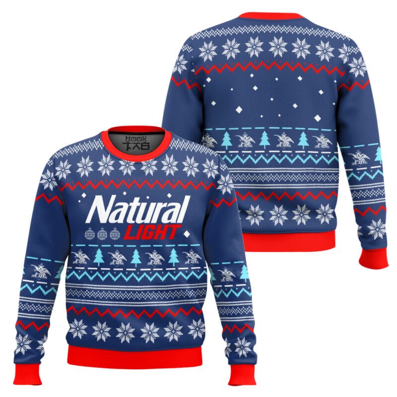 Hooktab Natural Light American Lager Ugly Christmas Sweater Hooktab Natural Light American Lager Ugly Christmas Sweater