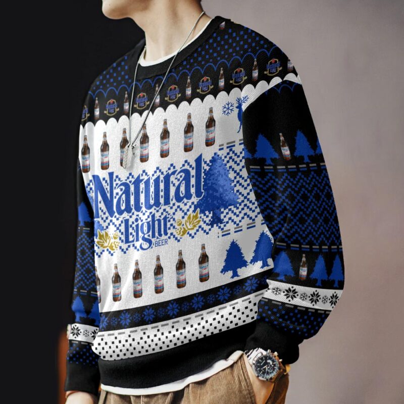 Hooktab Natural Light Beer Ugly Christmas Sweater Hooktab Natural Light Beer Ugly Christmas Sweater