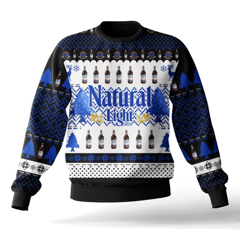 Hooktab Natural Light Beer Ugly Christmas Sweater Hooktab Natural Light Beer Ugly Christmas Sweater