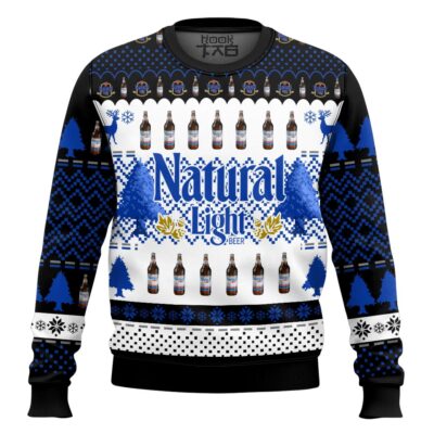 Hooktab Natural Light Beer Ugly Christmas Sweater