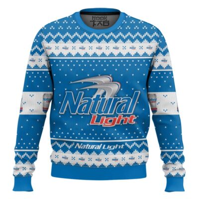 Hooktab Natural Light Lager Beer Ugly Christmas Sweater