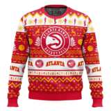 Hooktab NBA Atlanta Hawks Custom Name And Number Ugly Christmas Sweater