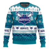 Hooktab NBA Charlotte Hornets Custom Name And Number Ugly Christmas Sweater